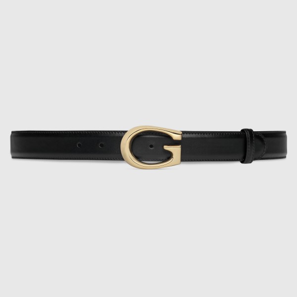 Gucci Black Leather 30MM Belt with G Buckle