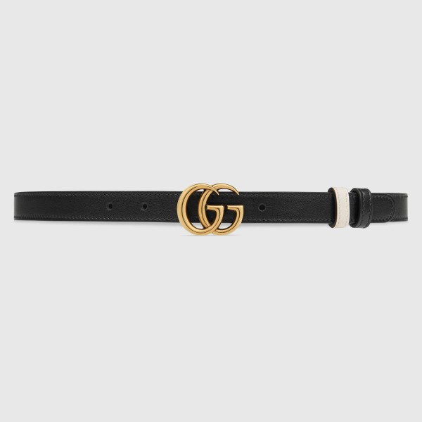 Gucci GG Marmont Reversible 20MM Belt In Black/White Leather