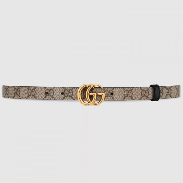 Gucci GG Marmont Reversible 20MM Belt In Canvas and Black Leather